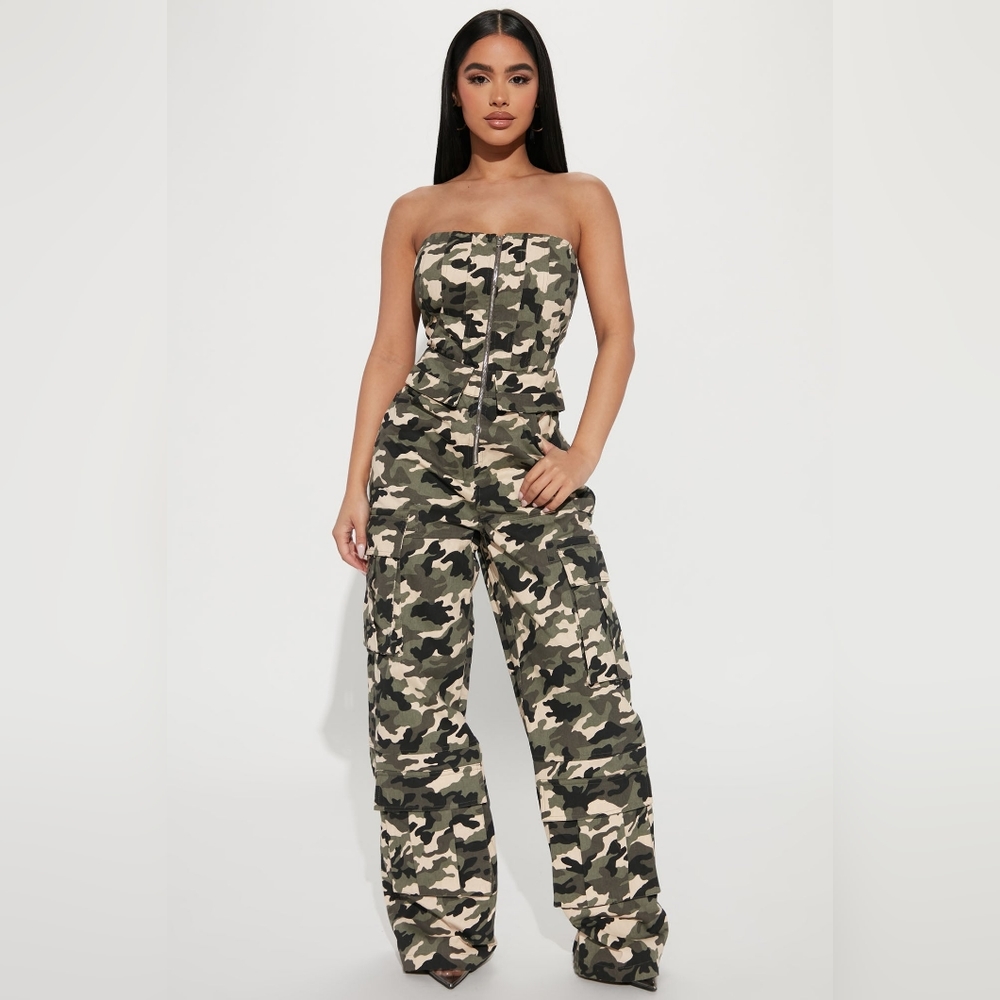Camden Camo Cargo Jumpsuit - Olive